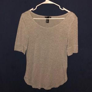 H&M basic grey quarter sleeve scoop neck shirt
